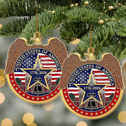 USA 250 Years Acrylic Ornament, American Flag Eagle 250th Anniversary Christmas Tree Decoration 683265