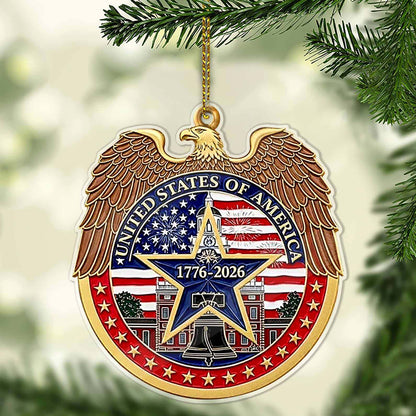 USA 250 Years Acrylic Ornament, American Flag Eagle 250th Anniversary Christmas Tree Decoration 683265