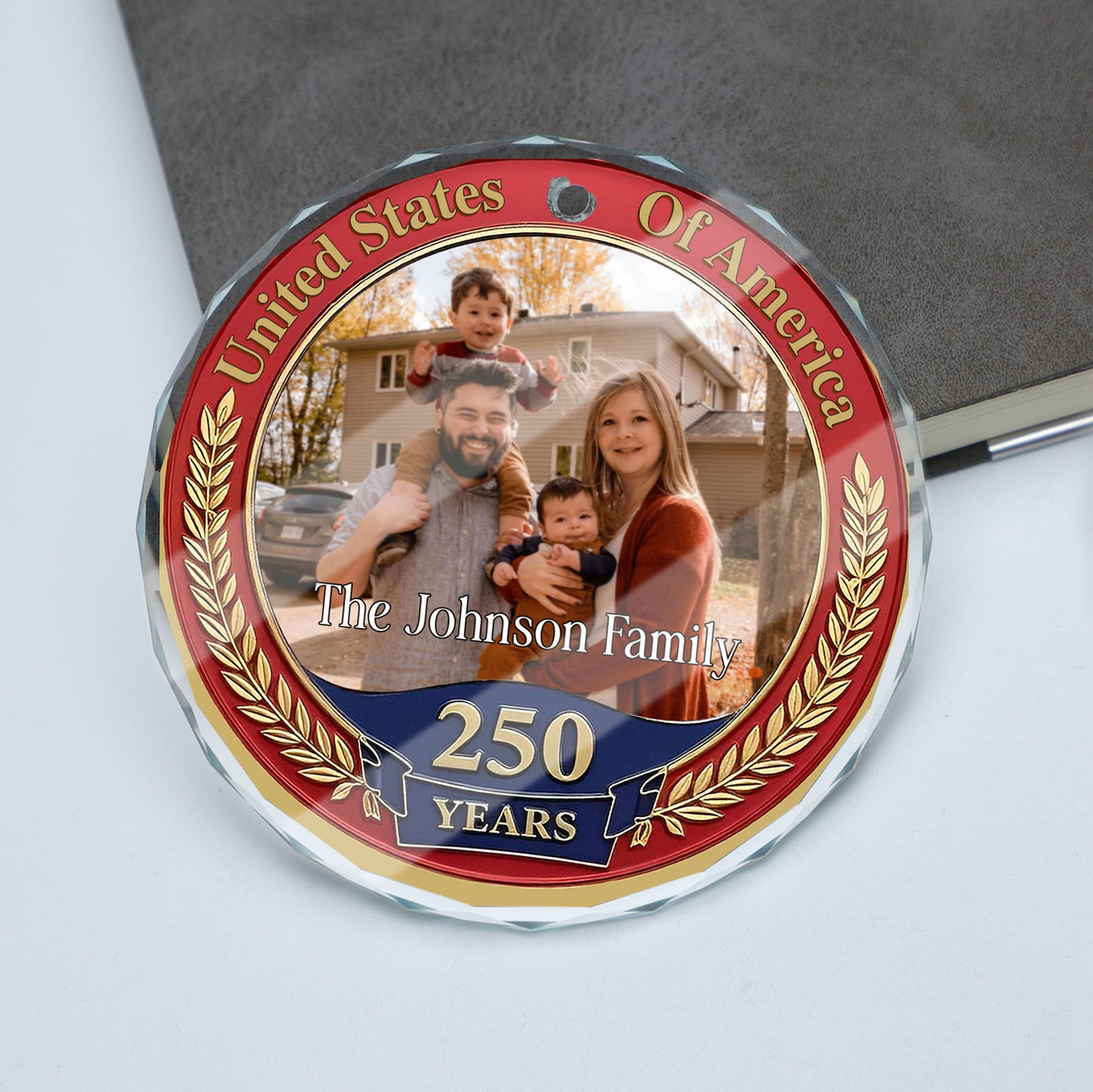 250 Years Anniversary Glass Ornament | Customize Photo Patriotic Ornament | Personalized 250th Years United States of America Ornament 683266