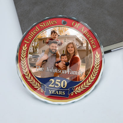 250 Years Anniversary Glass Ornament | Customize Photo Patriotic Ornament | Personalized 250th Years United States of America Ornament 683266