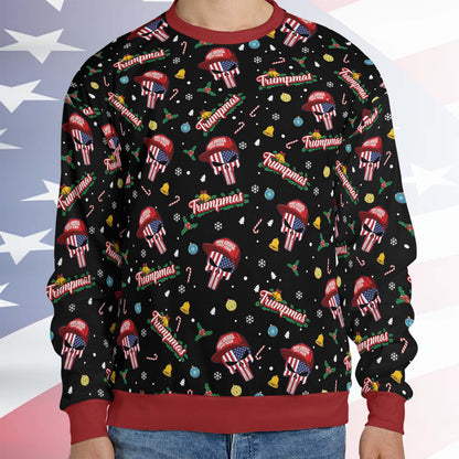 Funny Trump Santa Skull Sweatshirt, Funny Trumpmas Ugly Sweater, Trump Xmas Holiday, Christmas All-Over-Printed Sweatshirt 683267 - GOP