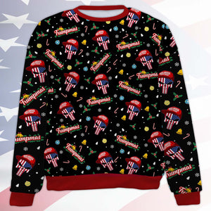 Funny Trump Santa Skull Sweatshirt, Funny Trumpmas Ugly Sweater, Trump Xmas Holiday, Christmas All-Over-Printed Sweatshirt 683267 - GOP