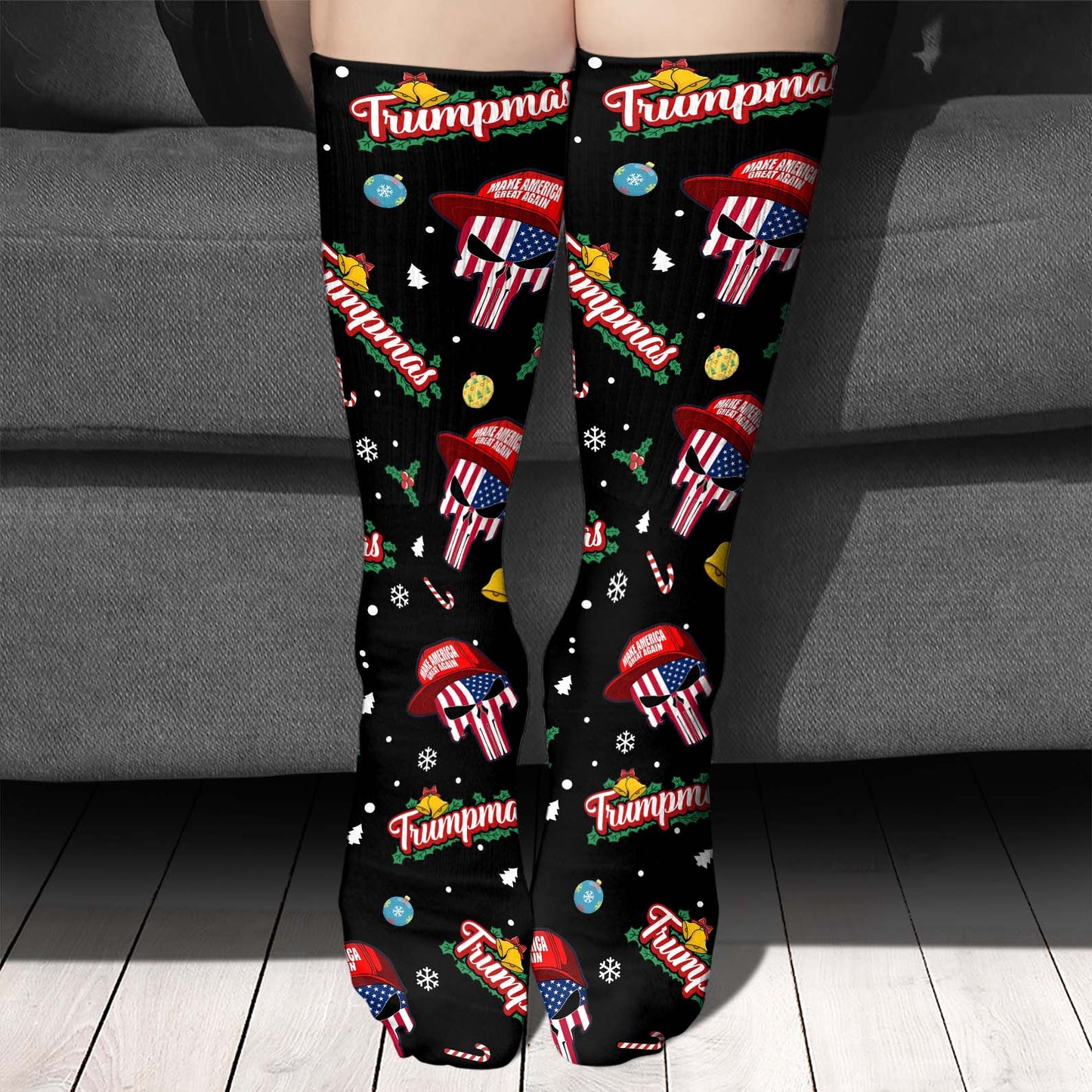 Funny Trump Santa Skull Socks, Trumpmas Socks, Trump Xmas Holiday Socks, Gift For Trump Supporters 683267 - GOP