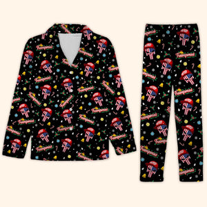 Funny Trump Santa Skull Pajamas, Trump Xmas Holiday Pajamas, President Trump Santa Pajamas 683267 - GOP