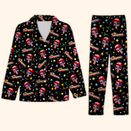 Funny Trump Santa Skull Pajamas, Trump Xmas Holiday Pajamas, President Trump Santa Pajamas 683267 - GOP