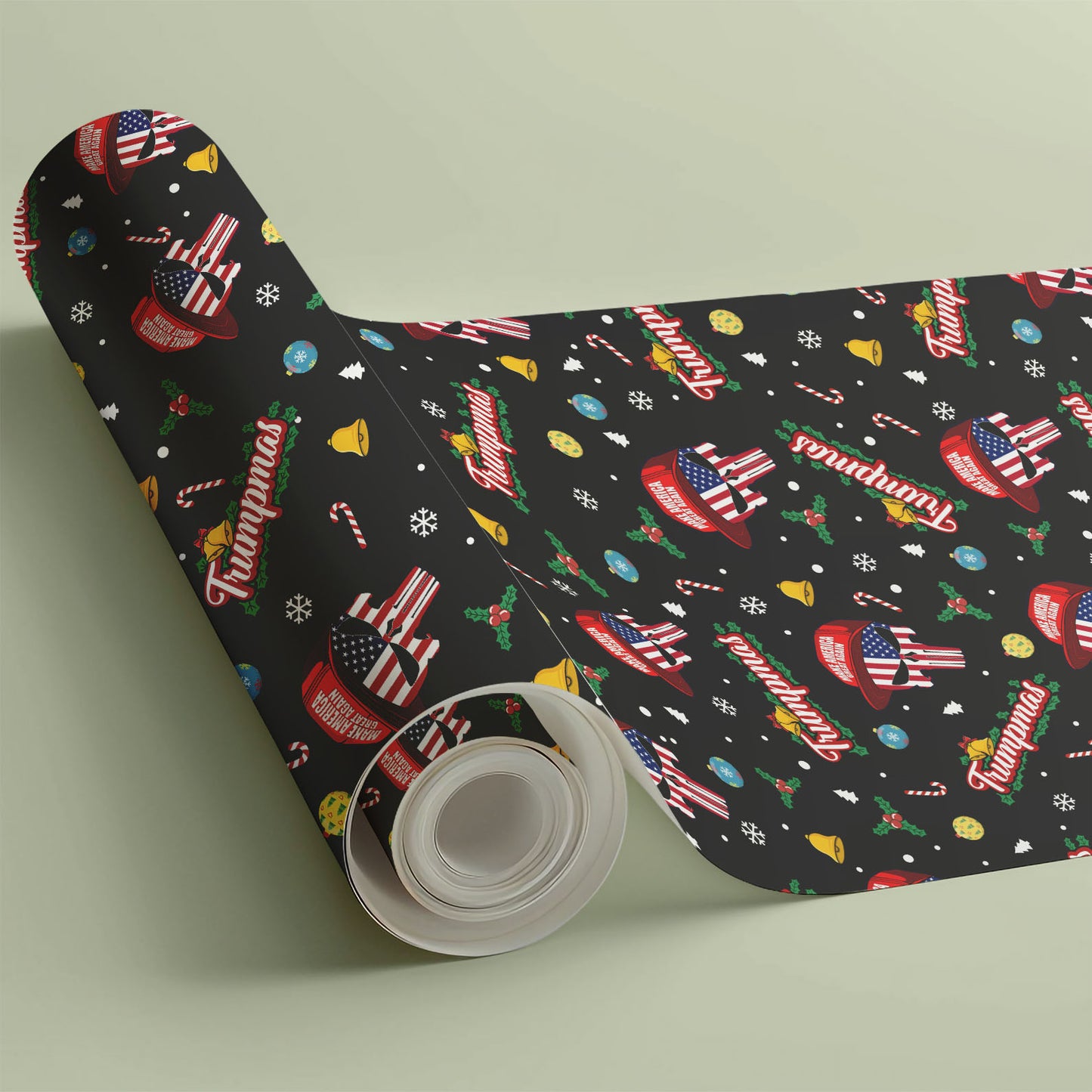 Funny Trump Santa Skull Wrapping Paper, Trumpmas Wrapping Paper, Santa Skull Wrapping Paper For Christmas 683267 - GOP