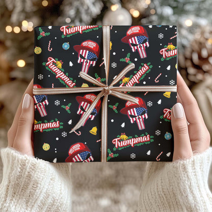 Funny Trump Santa Skull Wrapping Paper, Trumpmas Wrapping Paper, Santa Skull Wrapping Paper For Christmas 683267 - GOP