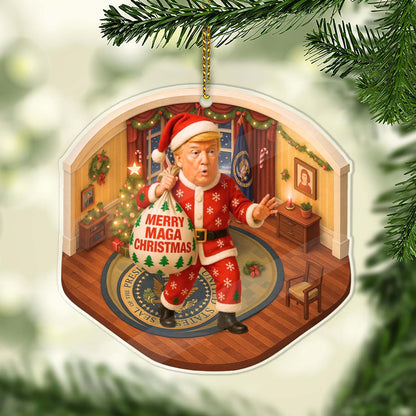 Funny Trump Oval Office 2D Ornament | MAGA Isometric Acrylic Christmas Decor | Republican Trump Gift 683272 - GOP
