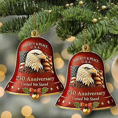 United States 250th Anniversary Bell Acrylic Ornament | America 250th Anniversary Ornament | US Eagle Ornament Christmas Decor 683294