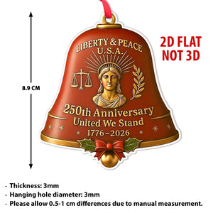 United States 250th Anniversary Bell Acrylic Ornament | America 250th Anniversary Ornament | Ornament Christmas Decor 683295