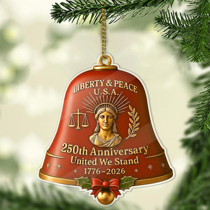 United States 250th Anniversary Bell Acrylic Ornament | America 250th Anniversary Ornament | Ornament Christmas Decor 683295