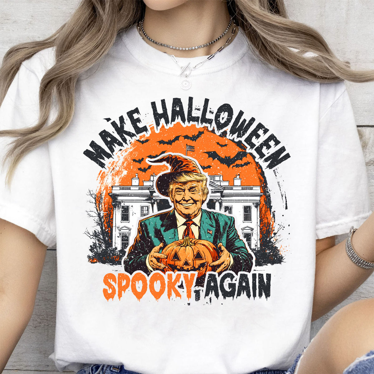 Make Halloween Spooky Again Shirt | Trump Halloween Sweatshirt | Trendy Retro Halloween Shirt 683305