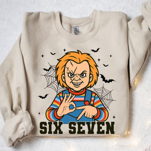 Funny 67 Halloween Shirt | Six Seven Meme Sweatshirt | Spooky Halloween Season Shirt 683312-3
