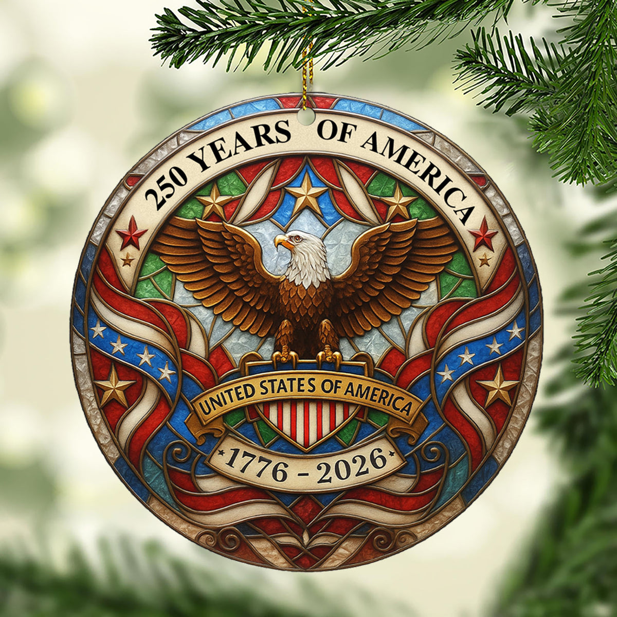 250 Years of America Acrylic Ornament | 250th Anniversary Ornament | Patriotic 4th of July 1776 - 2026 Christmas Ornament 683328