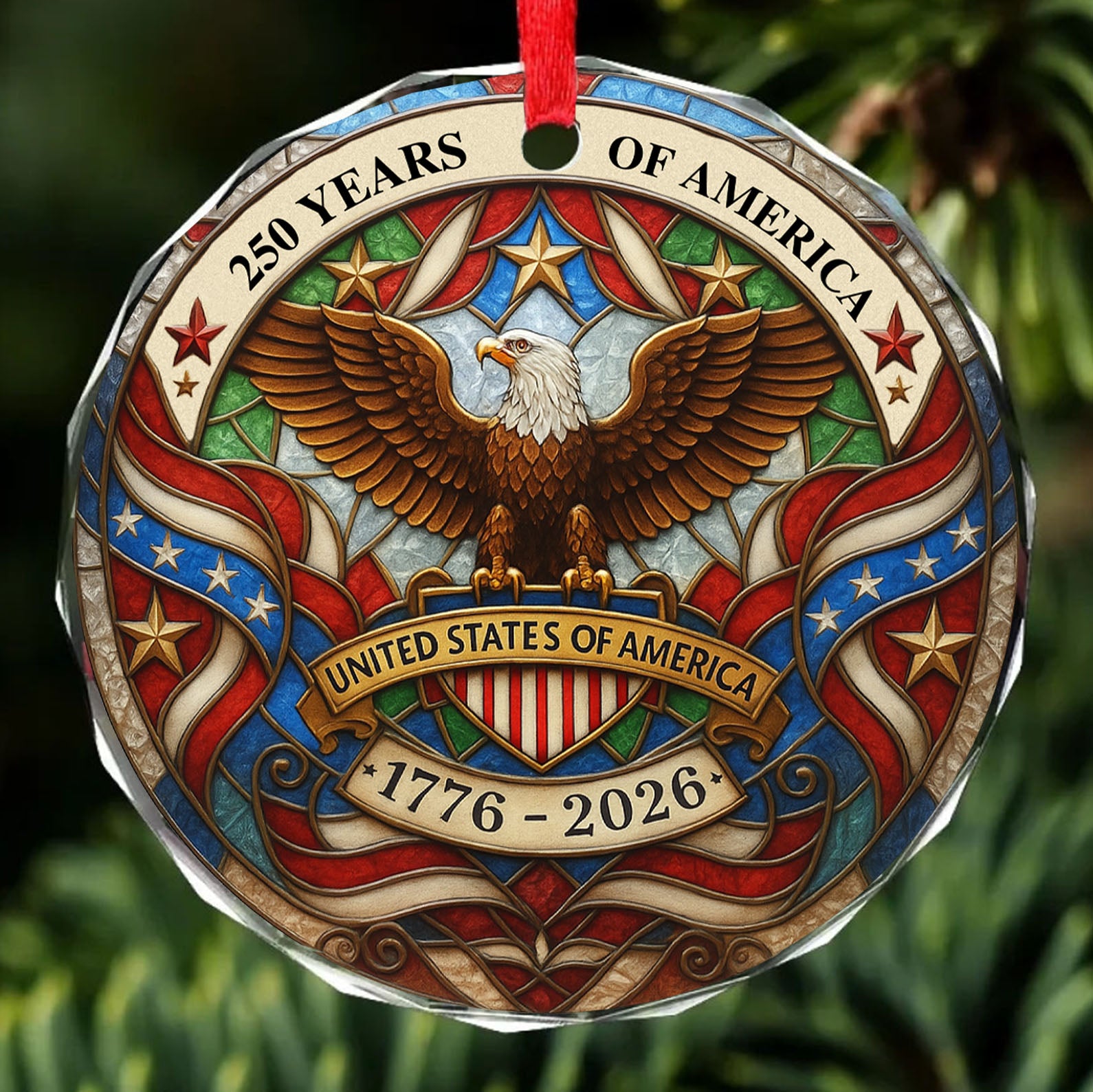 250 Years of America Glass Ornament | 250th Anniversary Ornament | Celebrate 250th Years United States of America Ornament 683328