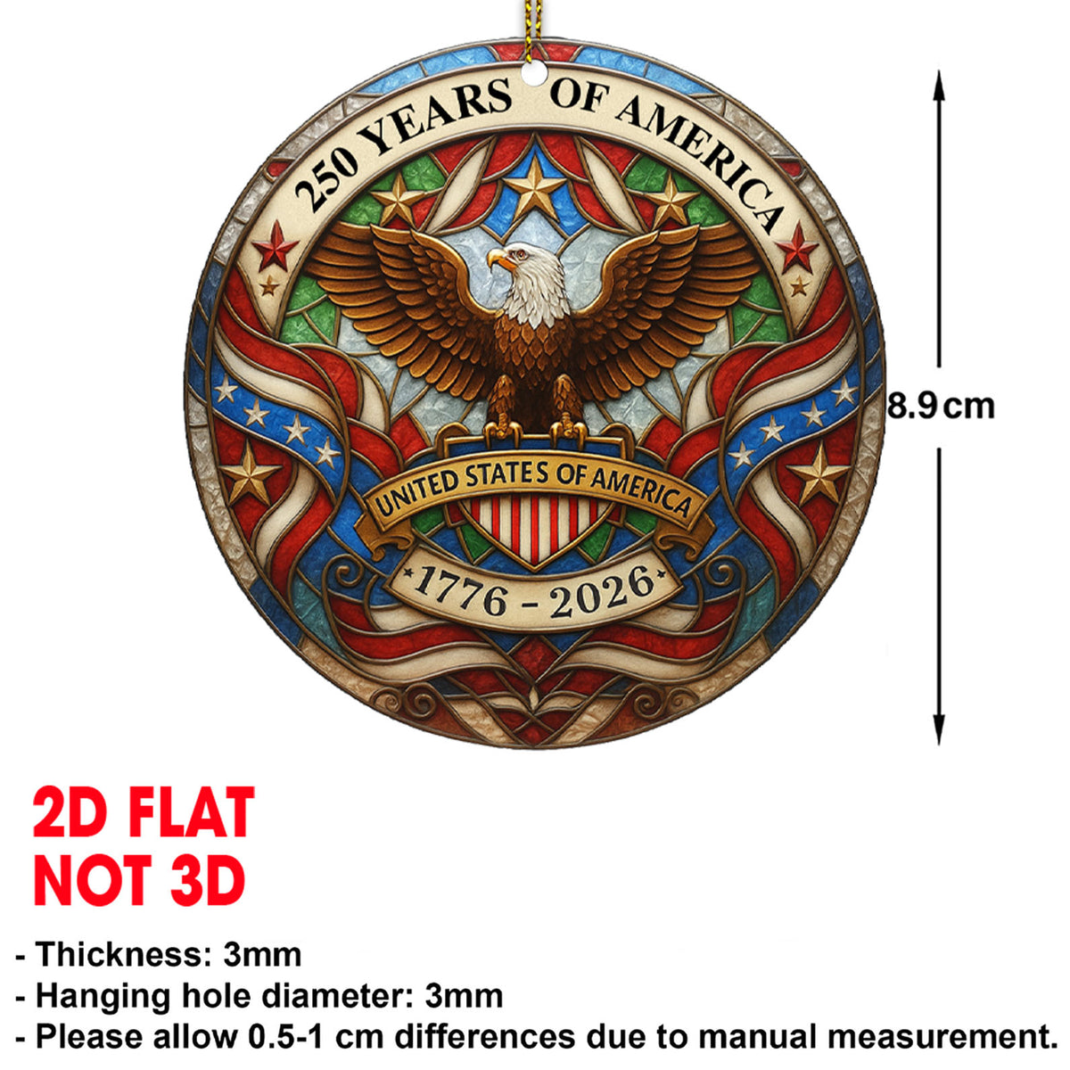 250 Years of America Acrylic Ornament | 250th Anniversary Ornament | Patriotic 4th of July 1776 - 2026 Christmas Ornament 683328