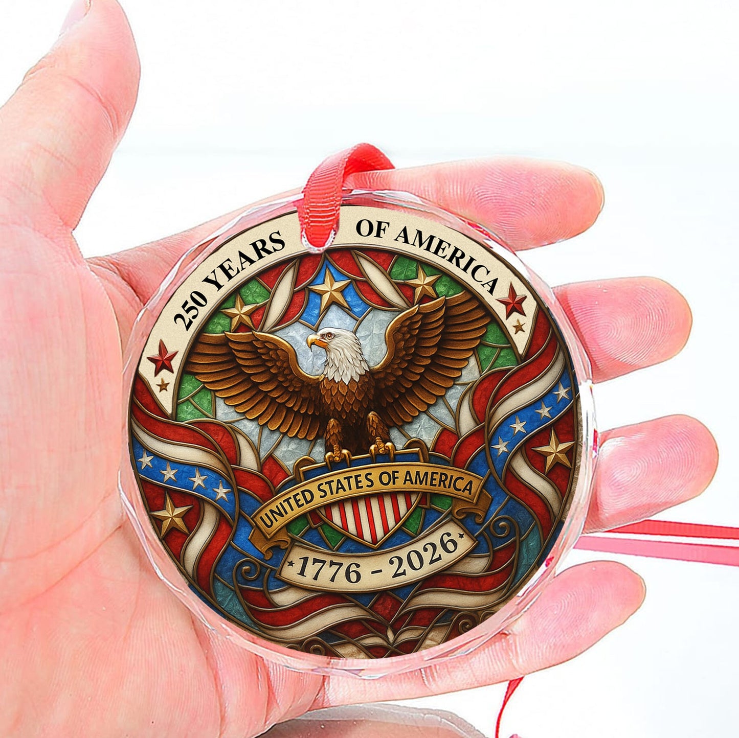 250 Years of America Glass Ornament | 250th Anniversary Ornament | Celebrate 250th Years United States of America Ornament 683328