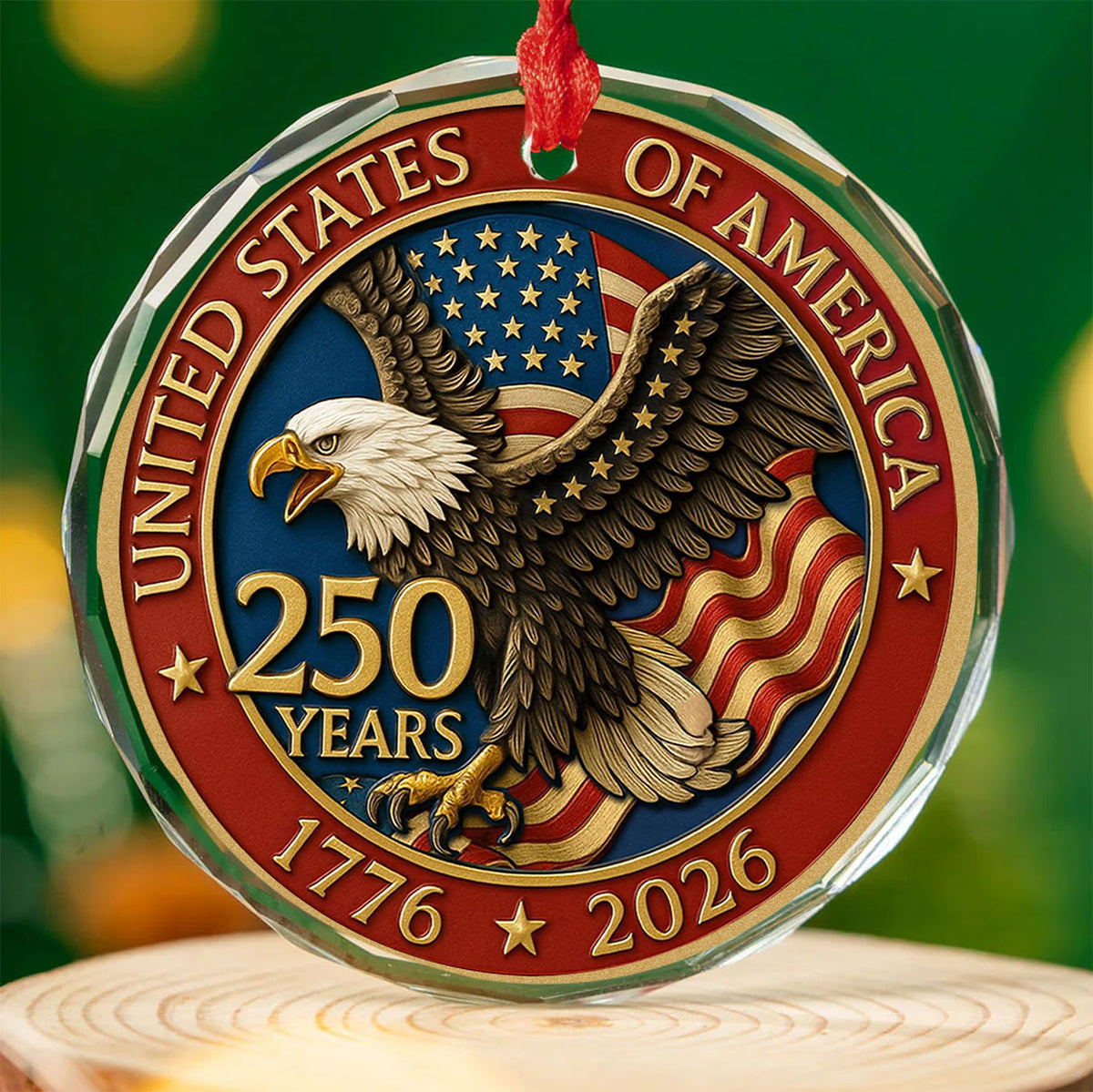 250 Years Anniversary Glass Ornament | 1776–2026 Patriotic Christmas Ornament | 250th Years United States of America Ornament 683329