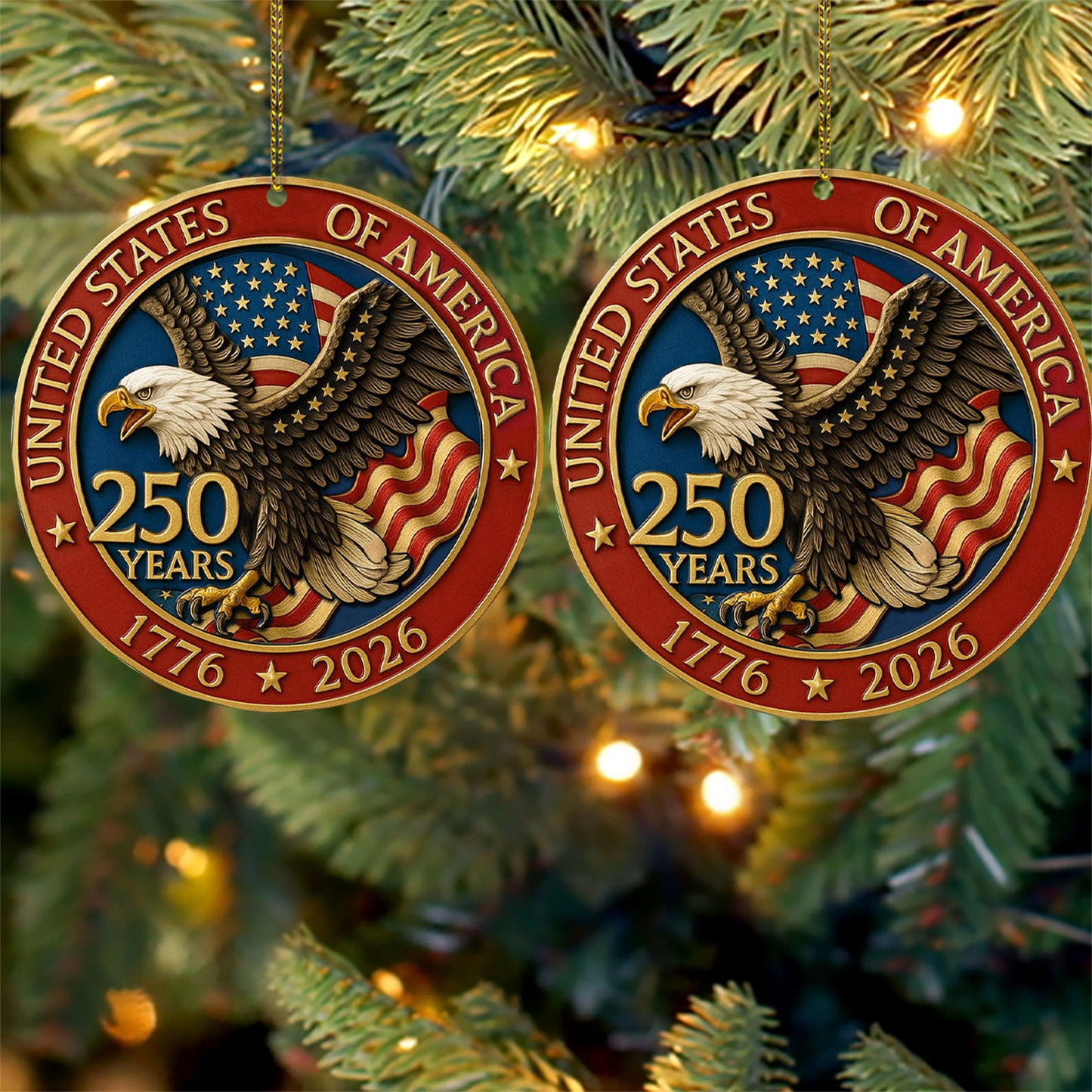250 Years of the USA Acrylic Ornament | 250 Years Anniversary of America 1776–2026 Ornament for Christmas Decor 683329