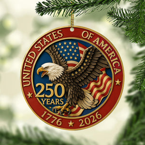 250 Years of the USA Acrylic Ornament | 250 Years Anniversary of America 1776–2026 Ornament for Christmas Decor 683329