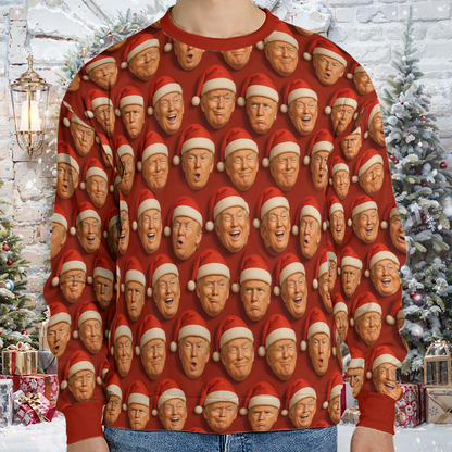 Funny Trump Santa Ugly Sweater, President Donald Trump Christmas All-Over-Printed Sweatshirt, Sweatshirt For Christmas 683366 - GOP