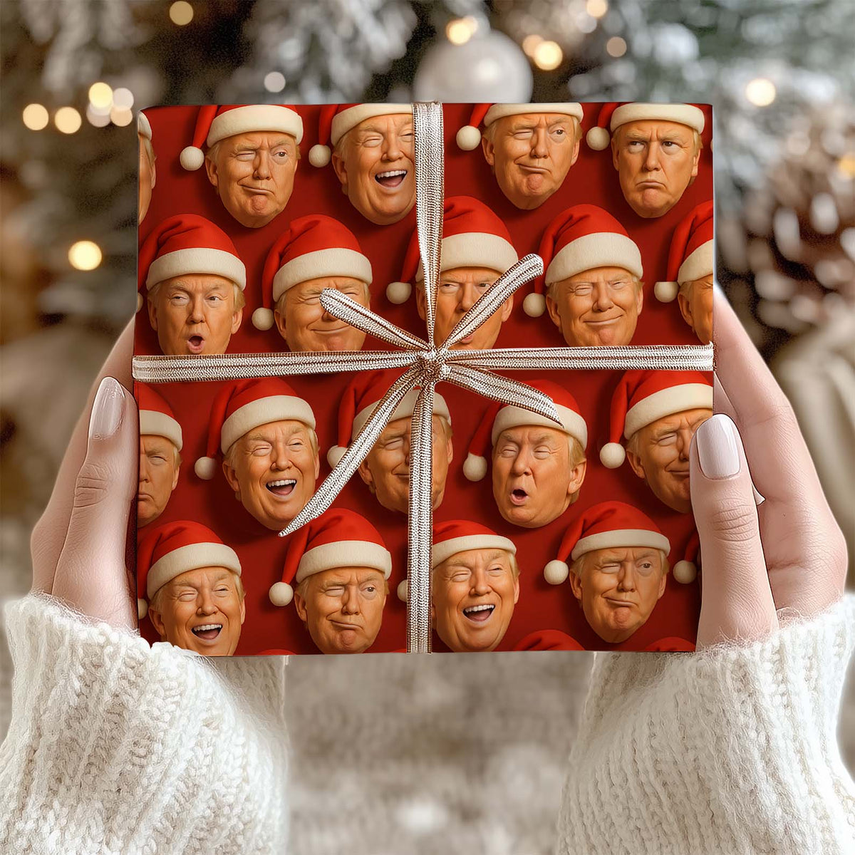 Funny Trump Santa Wrapping Paper, President Donald Trump Wrapping Paper, Wrapping Paper For Christmas 683366 - GOP