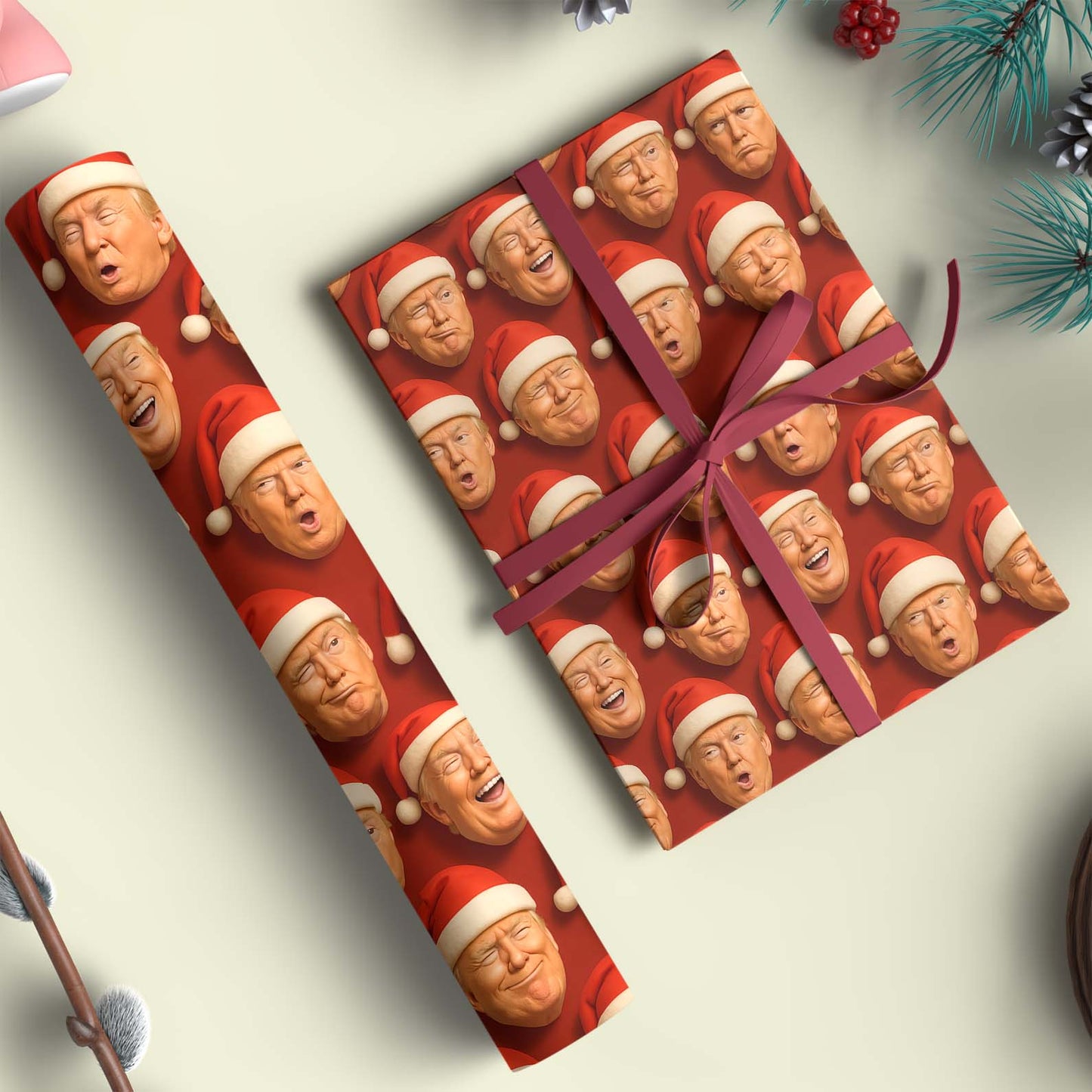 Funny Trump Santa Wrapping Paper, President Donald Trump Wrapping Paper, Wrapping Paper For Christmas 683366 - GOP