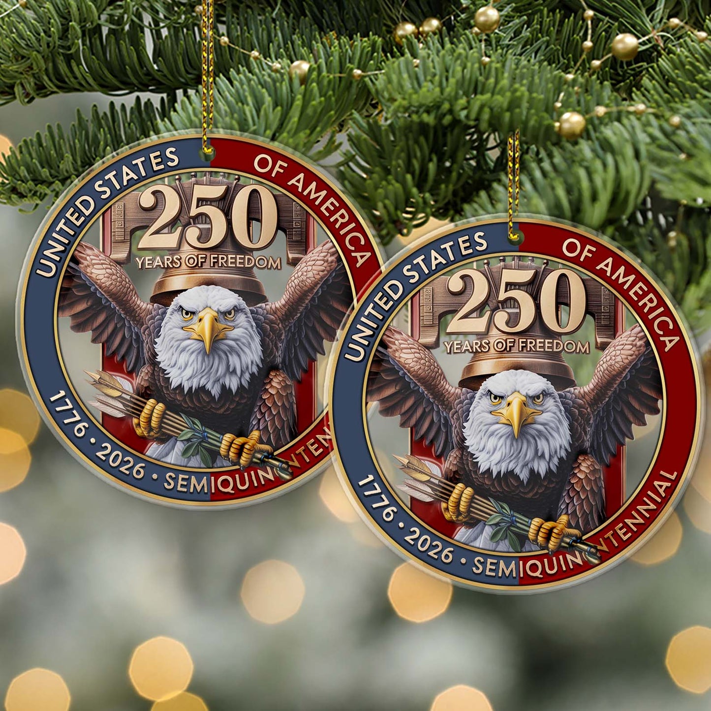 USA 250th Anniversary Acrylic Ornament | 1776–2026 Eagle Christmas Ornament | 250 Years of Freedom Patriotic Gift for Veterans 683377