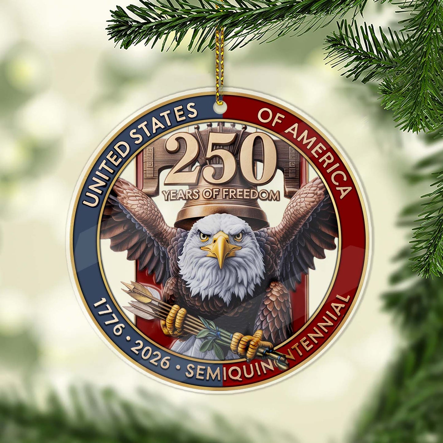 USA 250th Anniversary Acrylic Ornament | 1776–2026 Eagle Christmas Ornament | 250 Years of Freedom Patriotic Gift for Veterans 683377