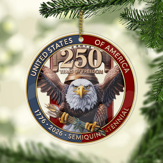 USA 250th Anniversary Acrylic Ornament | 1776–2026 Eagle Christmas Ornament | 250 Years of Freedom Patriotic Gift for Veterans 683377
