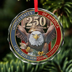 USA 250th Anniversary Glass Ornament | United States Semiquincentennial 1776–2026 | Patriotic Gift for Veterans 683377