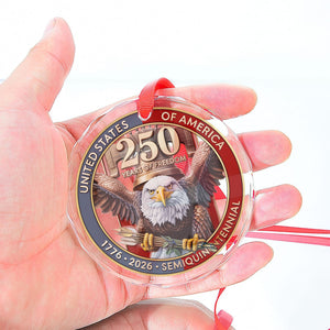 USA 250th Anniversary Glass Ornament | United States Semiquincentennial 1776–2026 | Patriotic Gift for Veterans 683377