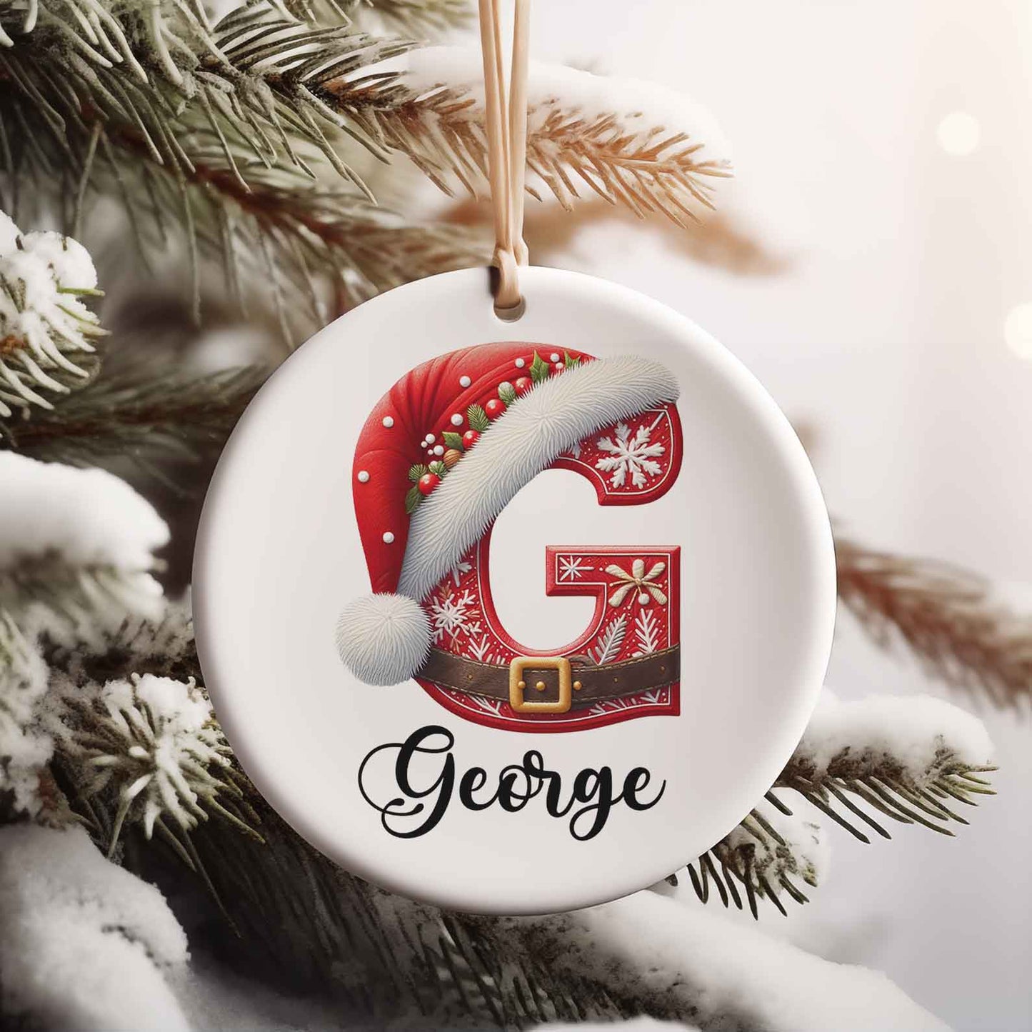 Christmas Custom Name Ceramic Ornament, Custom Family Ornament, Personalized Alphabet Christmas Ornament 683378