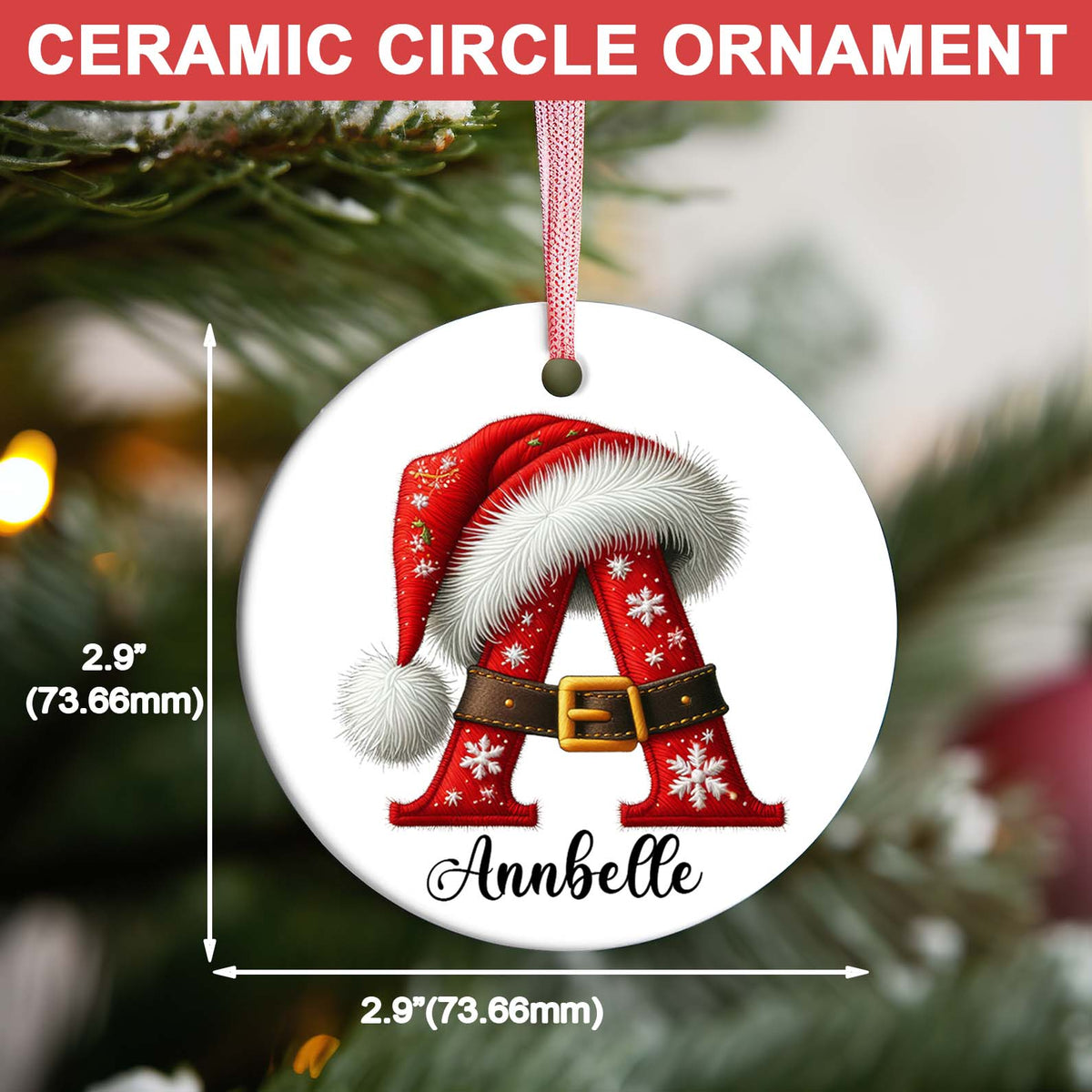 Christmas Custom Name Ceramic Ornament, Custom Family Ornament, Personalized Alphabet Christmas Ornament 683378
