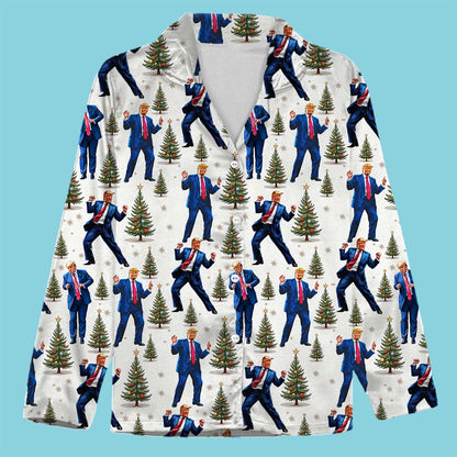 Funny Trump Dance Pajamas | Trump All Over Print Pajamas Set | MAGA Christmas Pajamas Republican Gift for Men Women 683380 - GOP