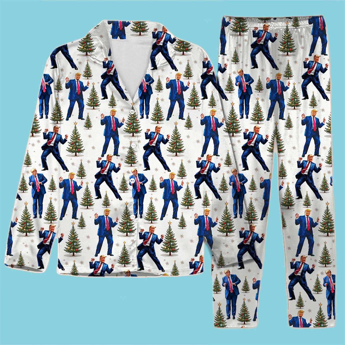 Funny Trump Dance Pajamas | Trump All Over Print Pajamas Set | MAGA Christmas Pajamas Republican Gift for Men Women 683380 - GOP
