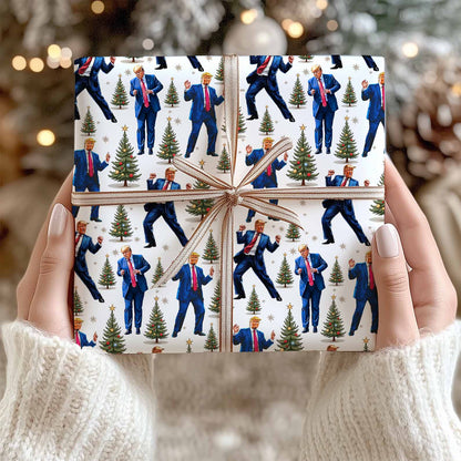 Trump Dance Wrapping Paper | Funny MAGA Christmas Gift Wrap | Patriotic Republican Holiday Paper for Men Women 683380 - GOP