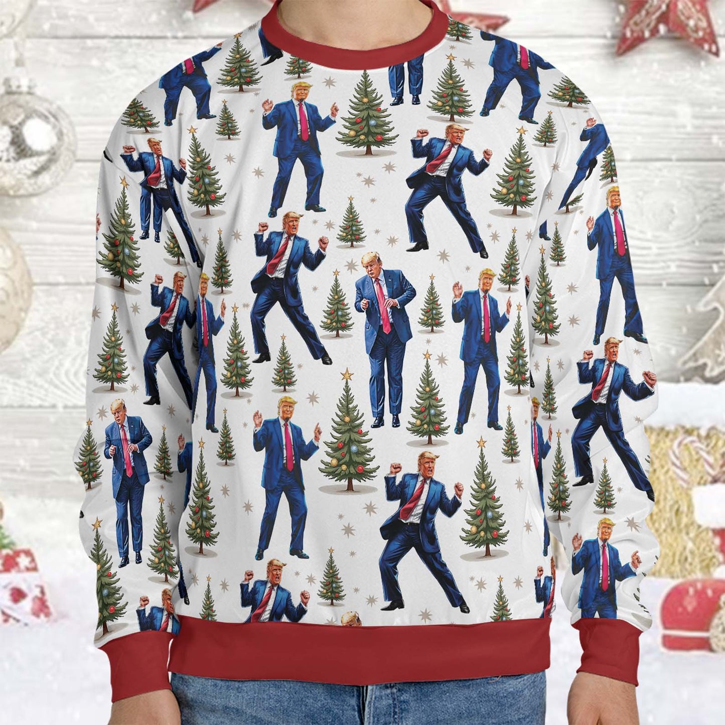 Trump Santa Christmas Sweater | Donald Trump All Over Print Sweatshirt | MAGA Patriotic Gift for Men Women 683380 - GOP