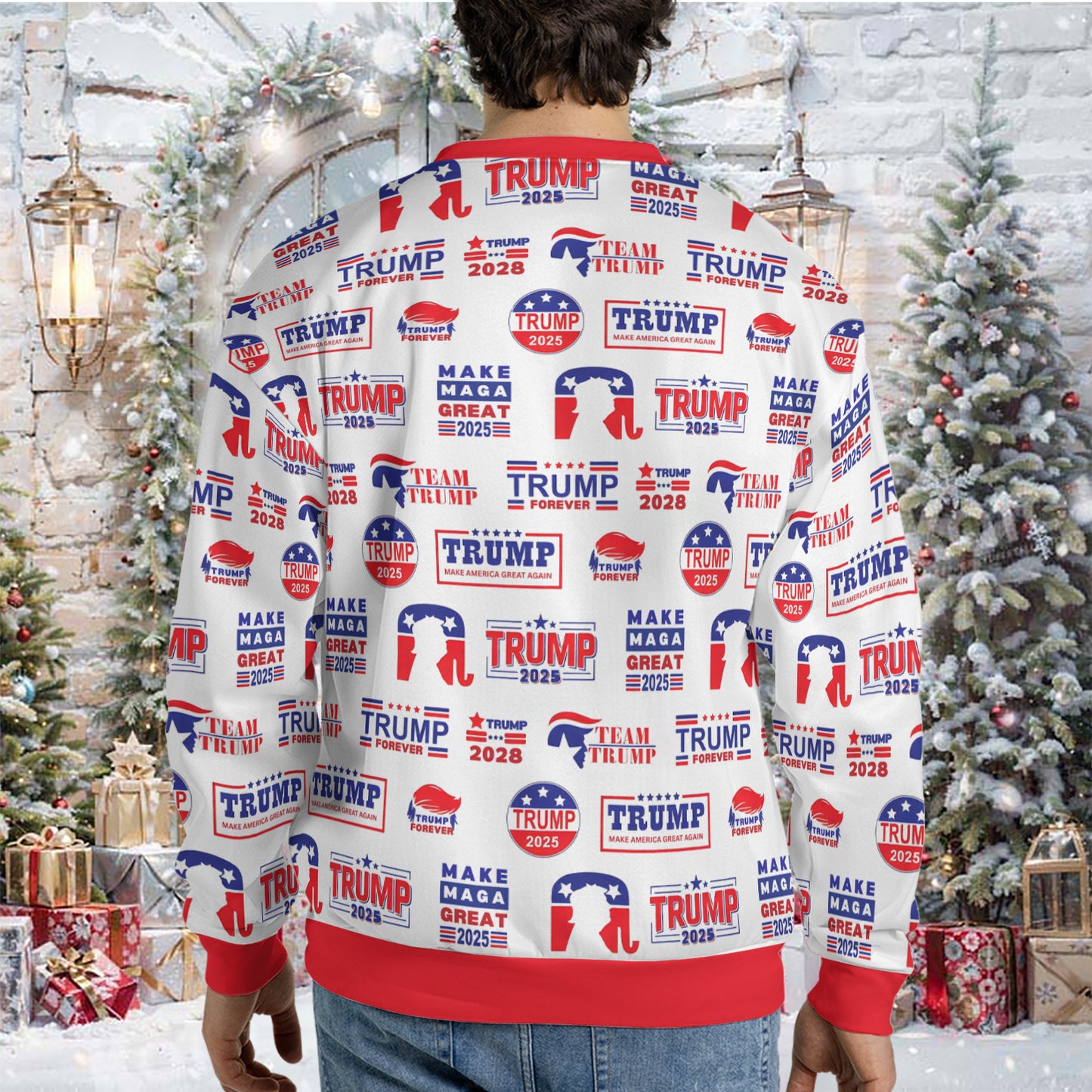Trump Republican Ugly Sweater, President Donald Trump Christmas All-Over-Printed Sweatshirt 683412 - GOP