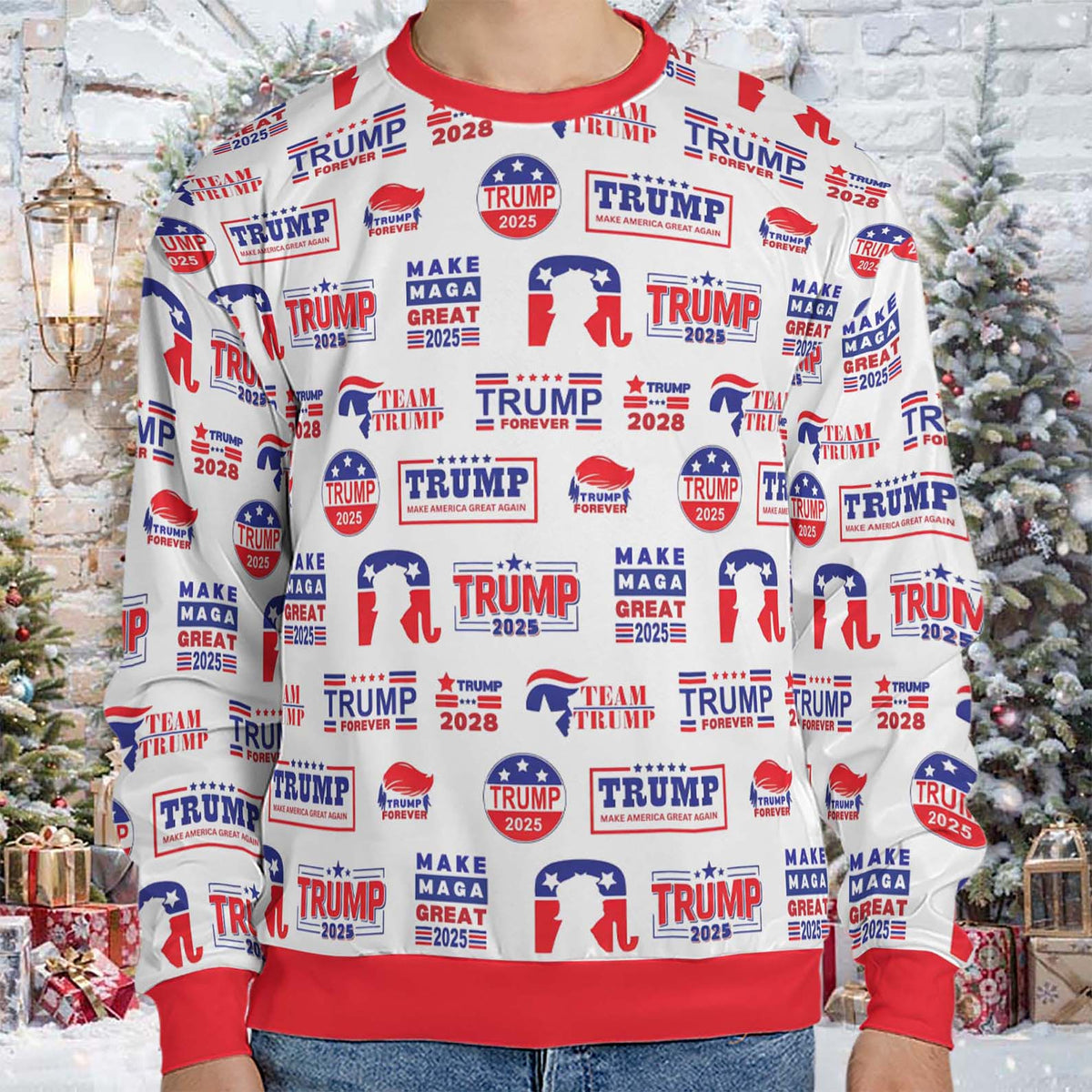 Trump Republican Ugly Sweater, President Donald Trump Christmas All-Over-Printed Sweatshirt 683412 - GOP