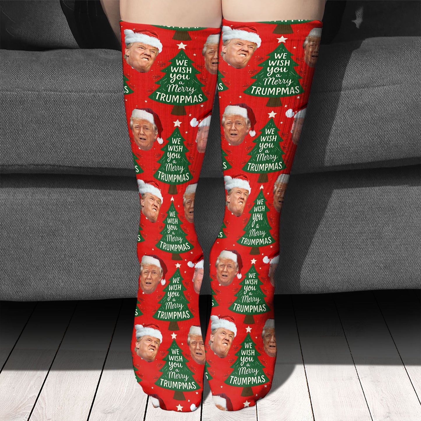 Funny Trump Santa Face Socks, President Donald Trump Socks, Funny Socks For Christmas 683413 - GOP
