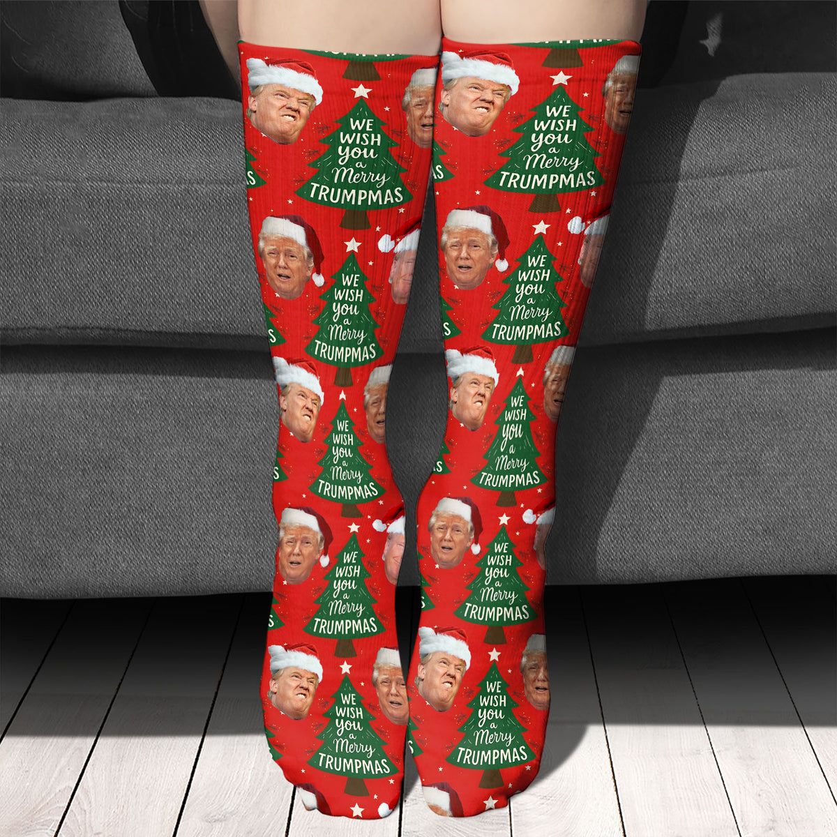 Funny Trump Santa Face Socks, President Donald Trump Socks, Funny Socks For Christmas 683413 - GOP