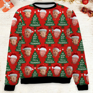 Funny Trump Santa Face Ugly Sweater, President Donald Trump Christmas All-Over-Printed Sweatshirt 683413 - GOP
