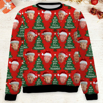 Funny Trump Santa Face Ugly Sweater, President Donald Trump Christmas All-Over-Printed Sweatshirt 683413 - GOP
