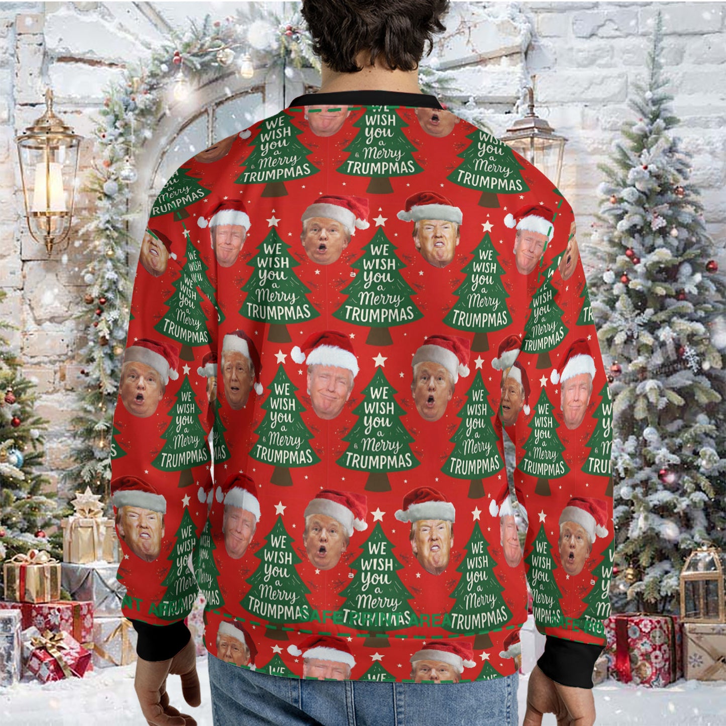 Funny Trump Santa Face Ugly Sweater, President Donald Trump Christmas All-Over-Printed Sweatshirt 683413 - GOP