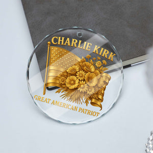 Charlie Kirk Great American Patriot Glass Ornament | Charlie Kirk Ornament | Justice For Charlie Kirk Ornament 683417
