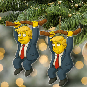 Cartoon Trump Acrylic Ornament | Trump The Simpsons Style Christmas Ornament | Trump 45 47 Ornament 683420 – GOP