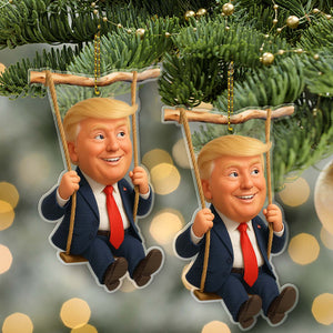 Funny Cartoon Trump Acrylic Ornament | Patriotic Donald Trump 45 47 Christmas Ornament 683421 – GOP
