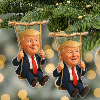 Funny Cartoon Trump Acrylic Ornament | Patriotic Donald Trump 45 47 Christmas Ornament 683421 – GOP
