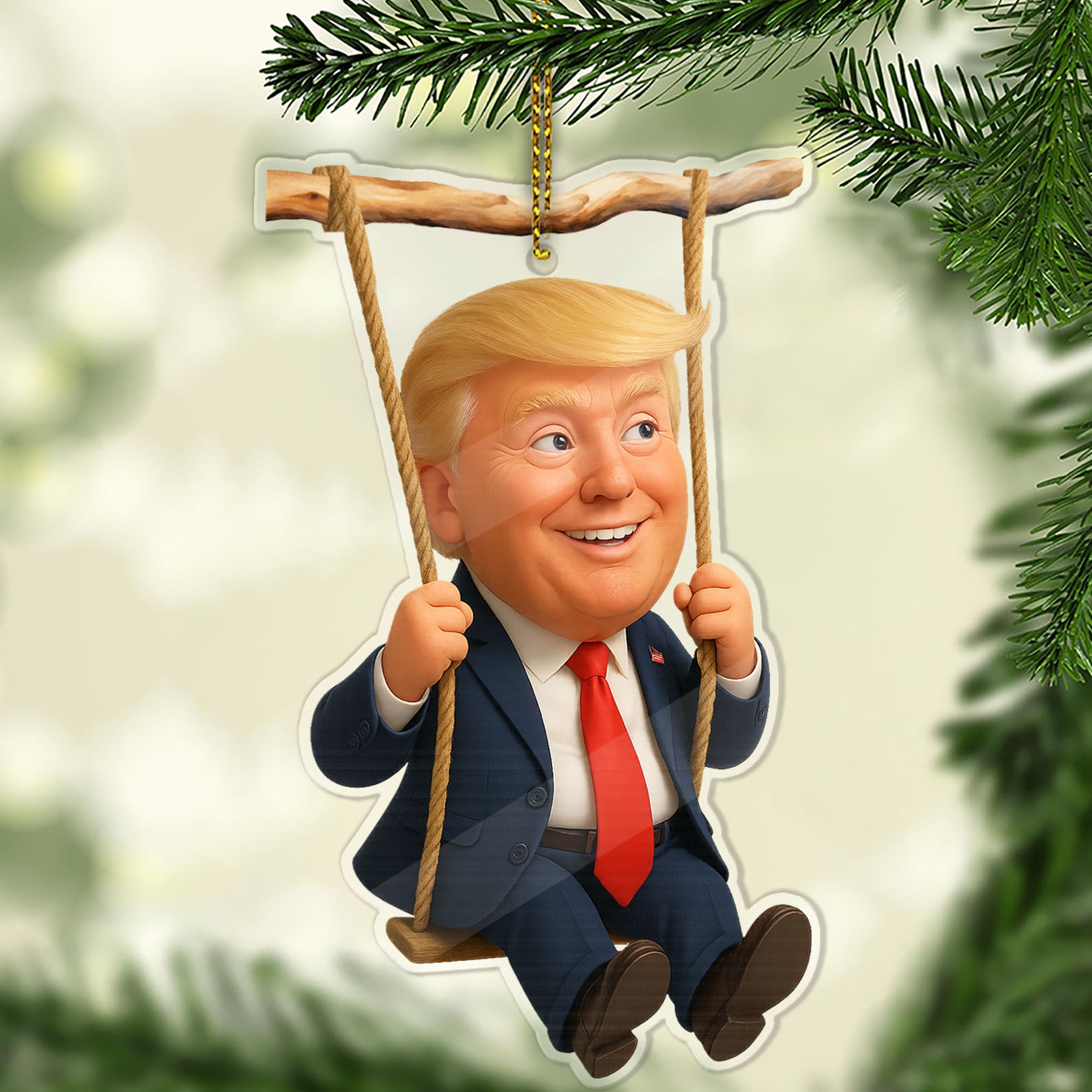 Funny Cartoon Trump Acrylic Ornament | Patriotic Donald Trump 45 47 Christmas Ornament 683421 – GOP